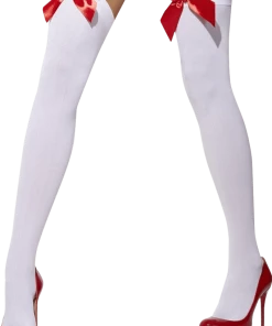 Smiffys Alice In Wonderland White Stockings With Red Bows