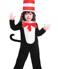 Amscan All Girls Costumes Kids Cat In The Hat Jumpsuit 