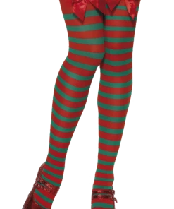 Smiffys Red & Green Striped Elf Stockings Christmas