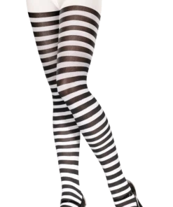 Smiffys Adult Tights Striped Black And White