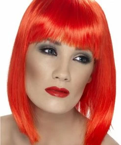 Smiffys Accessories Neon Red Glam Wig