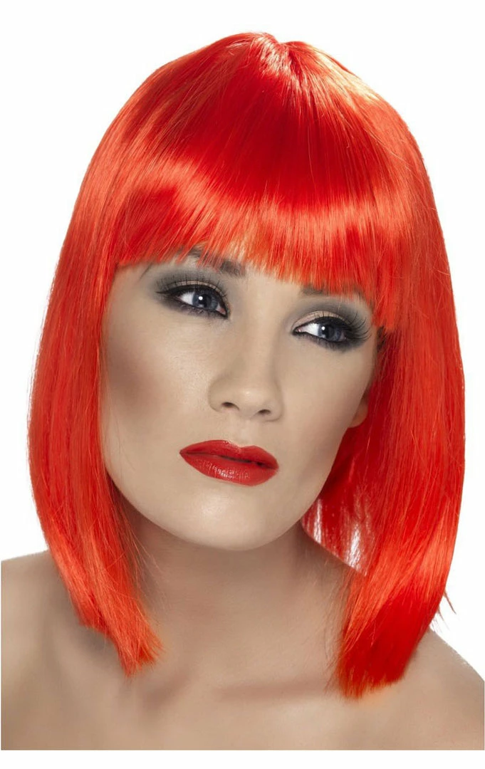 Smiffys Accessories Neon Red Glam Wig