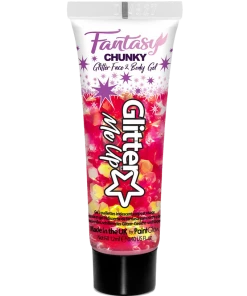 PaintGlow Red Iridescent Chunky Glitter Gel Hen Party