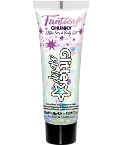 PaintGlow Hen Party White Iridescent Chunky Glitter Gel