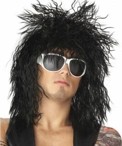 California Costumes All Mens Costumes Rockin Dude Black Wig