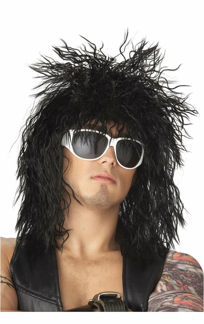 California Costumes All Mens Costumes Rockin Dude Black Wig