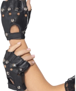 Smiffys Adult Studded Punk Gloves 1980s