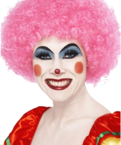Bristol Novelty Pink Clown Afro Wig Accessories