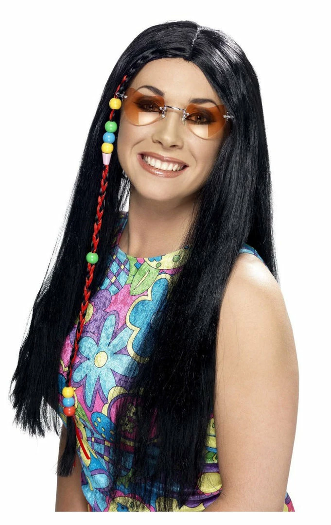 Smiffys All Womens Costumes Hippie Black Wig