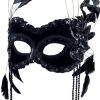 Bristol Novelty Black Velvet Mask With Feathers Accessories