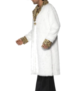 Smiffys Adult Faux Fur Pimp Costume WHITE
