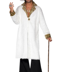 Smiffys Adult Faux Fur Pimp Costume WHITE