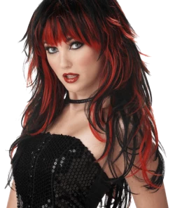 California Costumes Tempting Layered Black & Red Wig