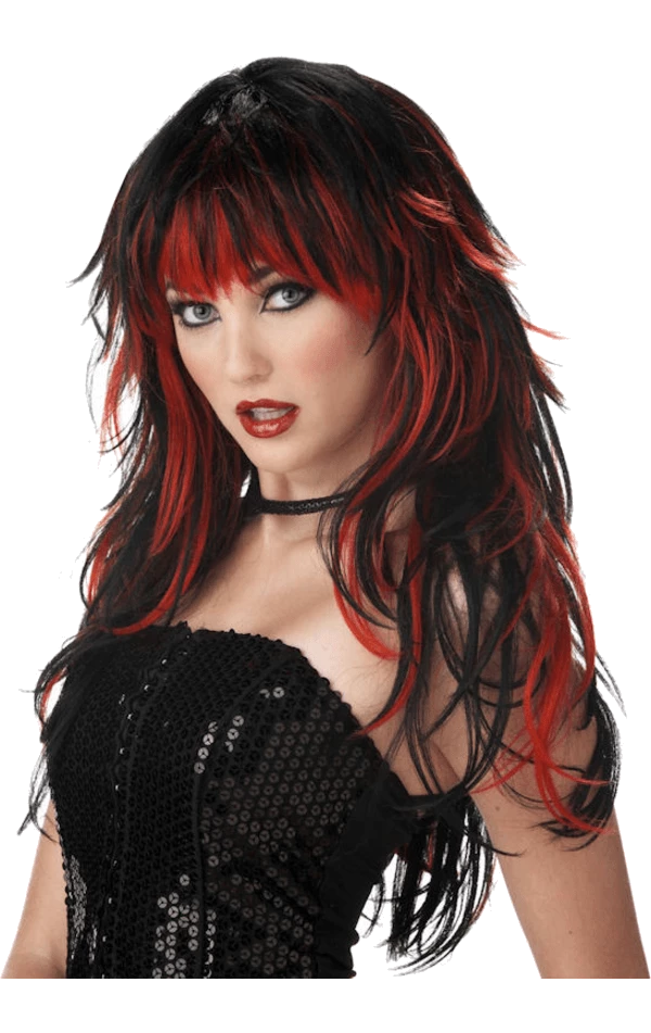 California Costumes Tempting Layered Black & Red Wig