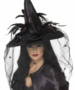 Smiffys Black Spell Caster Hat With Veil