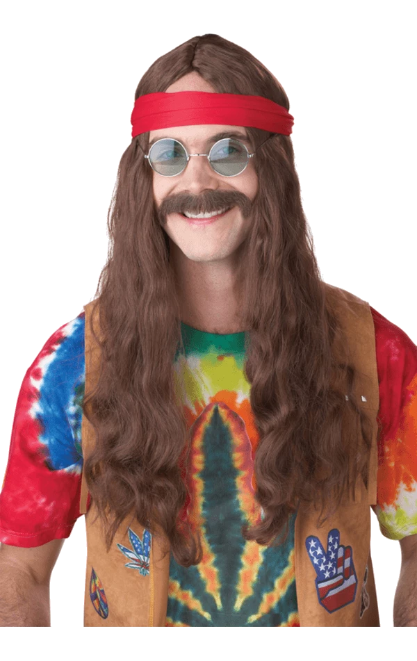 California Costumes Hippie Man Wig & Moustache (Brown) All Mens Costumes