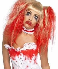 Smiffys All Womens Costumes Blood Drip Wig Red & Blonde Wig