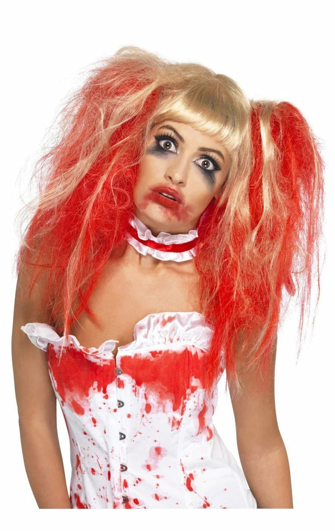 Smiffys All Womens Costumes Blood Drip Wig Red & Blonde Wig