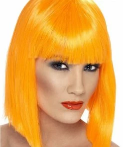 Smiffys Adult Glam Wig Neon ORANGE All Womens Costumes