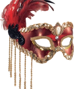 Bristol Novelty Red & Gold Satin Mask
