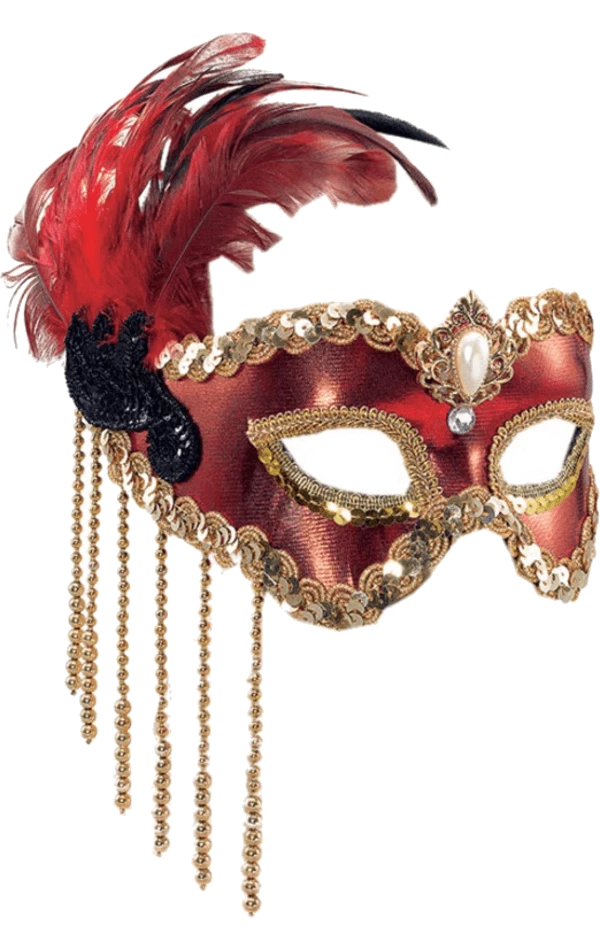 Bristol Novelty Red & Gold Satin Mask