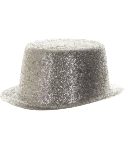 Bristol Novelty Silver Glitter Top Hat