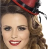 Smiffys Red Mini Top Hat With Feather All Womens Costumes