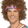 Smiffys All Mens Costumes Mens 70s Afro Wig With Headscarf