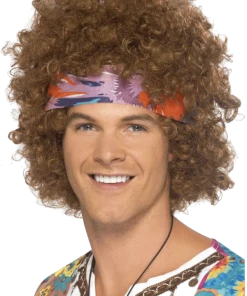 Smiffys All Mens Costumes Mens 70s Afro Wig With Headscarf