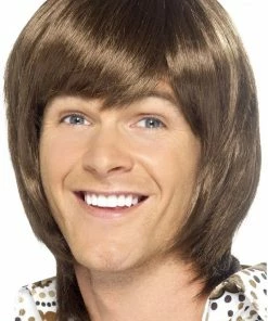 Smiffys 70s Popstar Brown Wig All Mens Costumes