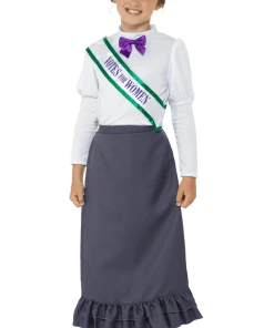 Smiffys All Girls Costumes Kids Victorian Suffragette Costume