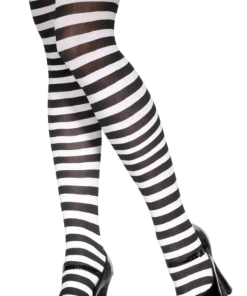 Smiffys Black And White Striped Stockings