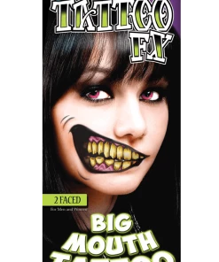 Tinsley Transfers 2 Faced Big Mouth Temporary Tattoo Clowns