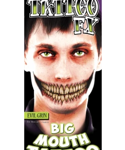 Tinsley Transfers Evil Grin Big Mouth Temporary Tattoo
