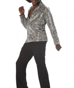 California Costumes All Mens Costumes Adult Groovy Disco 70s Shirt With Wig