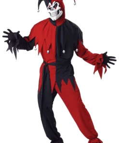 California Costumes All Mens Costumes Red And Black Evil Jester Costume