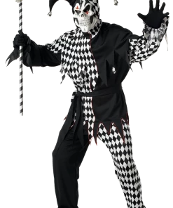 California Costumes All Mens Costumes Adult Black And White Evil Jester Costume