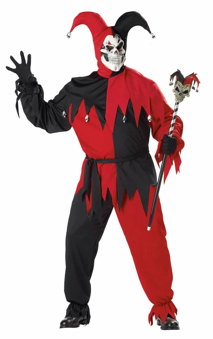 California Costumes All Mens Costumes Jester Costume Evil Red & Black (Plus Size)