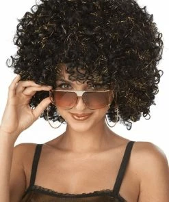 California Costumes Glitter Afro Black & Gold Wig