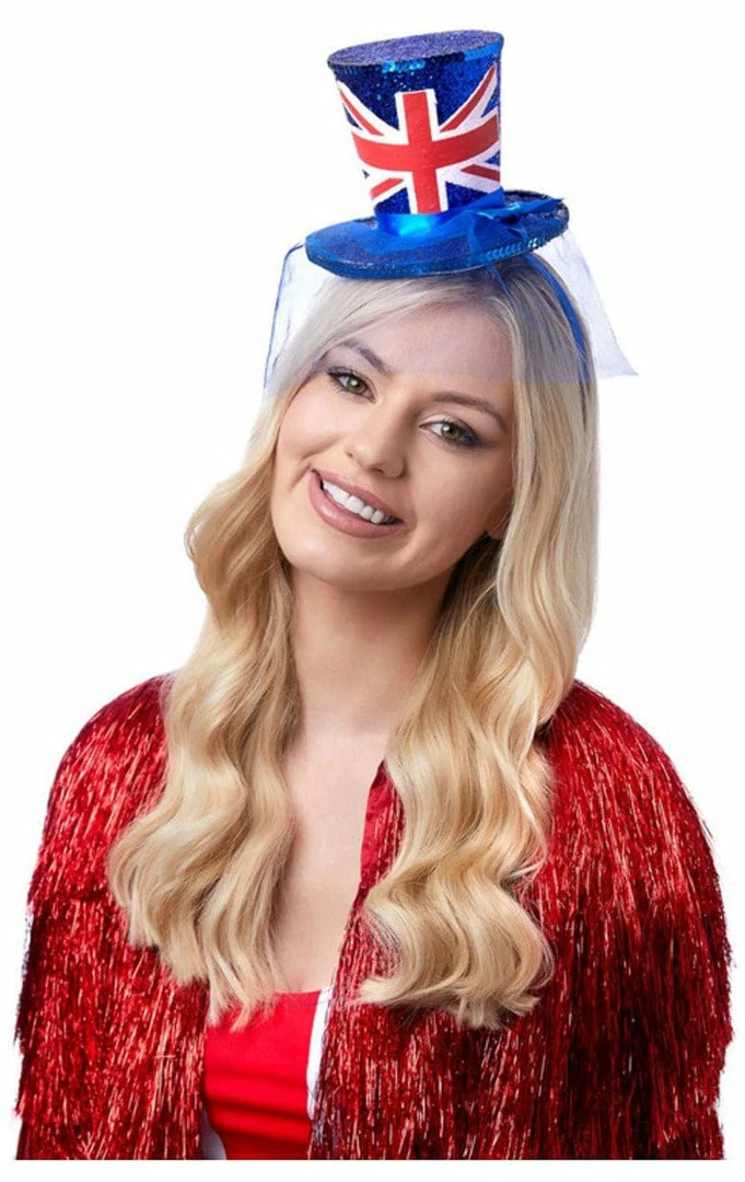 Generic Ladies Union Jack Mini Sequin Top Hat