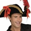 Rubies Accessories Pirate Hat With Red & Gold Trim