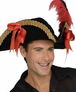 Rubies Accessories Pirate Hat With Red & Gold Trim