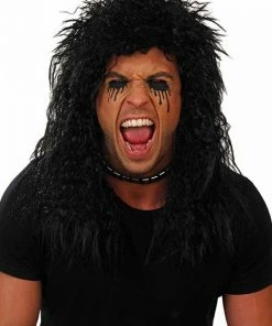 Generic Rocker Frizz Long Black Wig Accessories