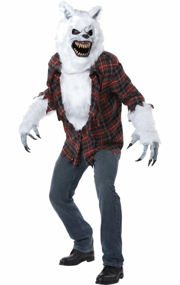 California Costumes White Lycan Ani-Motion Mask Costume All Mens Costumes
