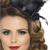 Smiffys Womens Black Feather Mini Top Hat