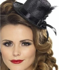 Smiffys Womens Black Feather Mini Top Hat